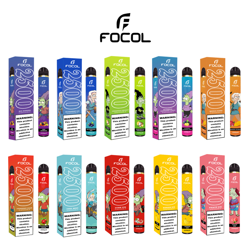 2500 Puffs Rechargeable Disposable Vapes 0/2/3/5 Nicotine from China