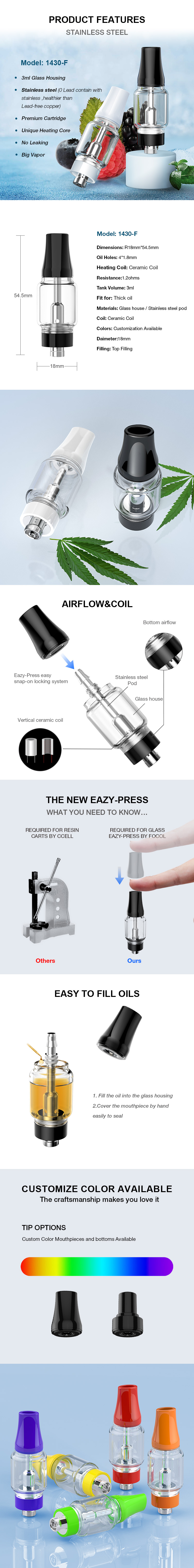 Empty 510 vape cartridges Amazon from China manufacturer FOCOLCBD