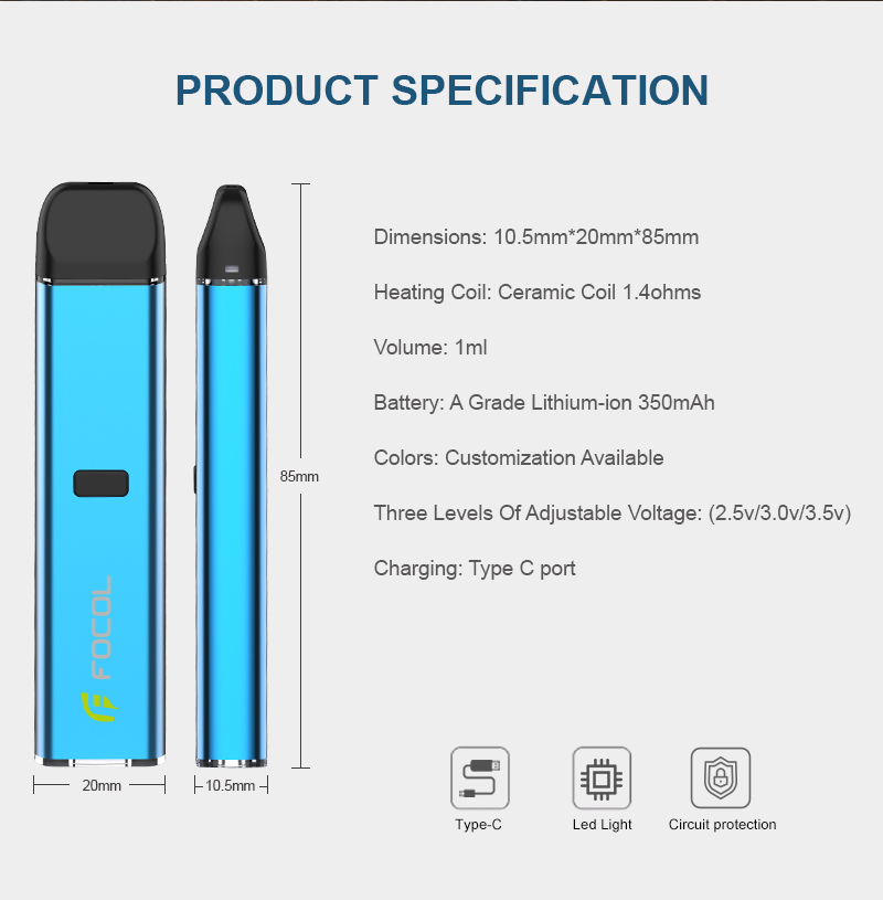 Refillable Delta 8 Pod System CBD Vape Bar - Focol Vapes